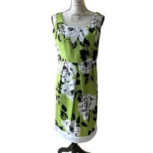 Emma & Michele Women’s Green White Black Floral Sheath Tank Dress Women's Size 8